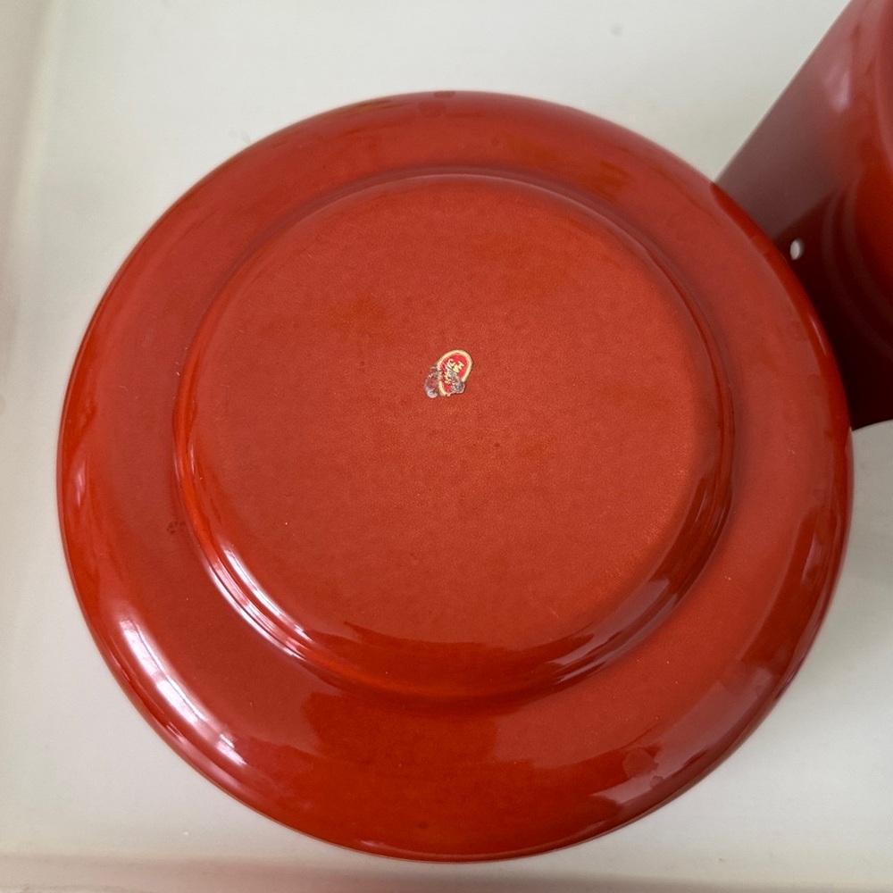 Mid Century 70s Sienna Brown Porcelain Enamel Fondue Set with Accessories - NEW - Picture 4 of 15